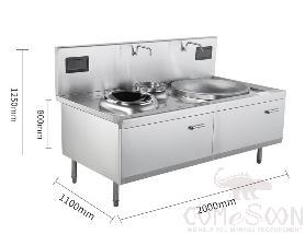 Combination Cooking Range 1800*1050*（800+400）mm
P:15KW+15KW/380V, 15KW+15KW