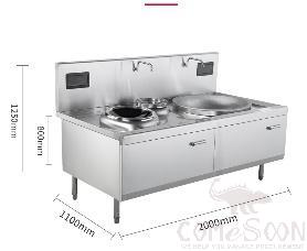 Combination Cooking Range 1900*1050*（800+400）mm, 15KW+20KW