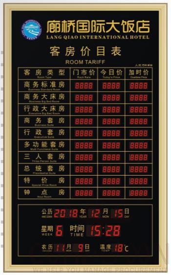 Room Price Board - House price electronic board - Size(mm)：670*1060*45