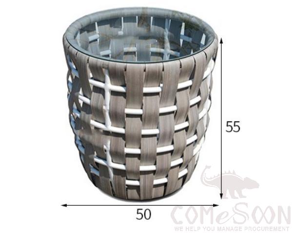 Outdoor rattan coffee table-φ50cm,PE rattan + metal frame + tempered glass,φ50*55cm