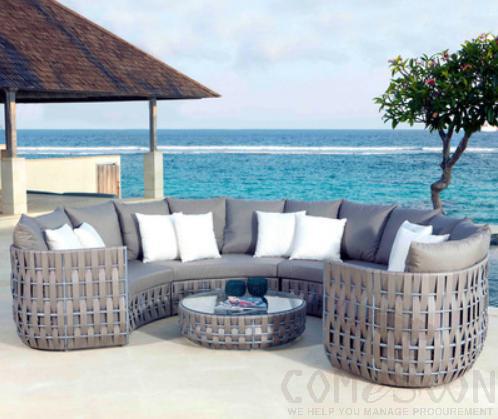 Outdoor table and sofa-set, high density sponge+tempered glass