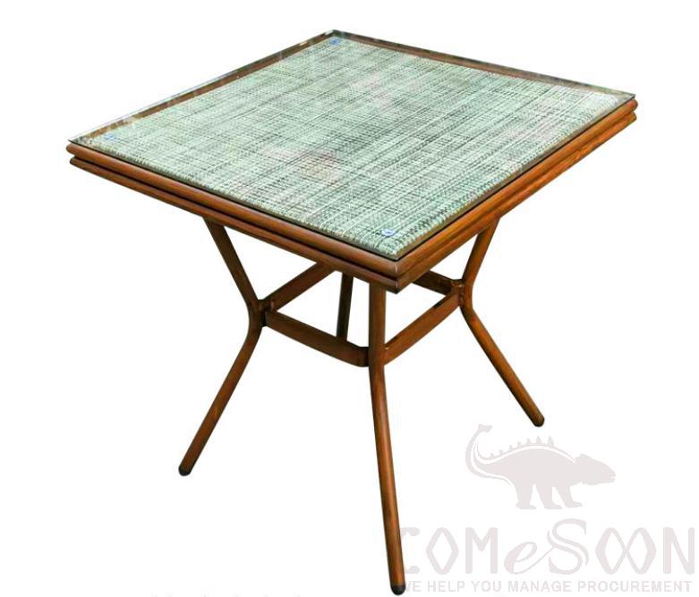 Outdoor table-70*70cm,aluminum alloy + glass + rattan mesh,70*70*72cm