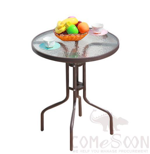 Outdoor table-φ60cm,aluminum alloy + glass,φ60*72cm