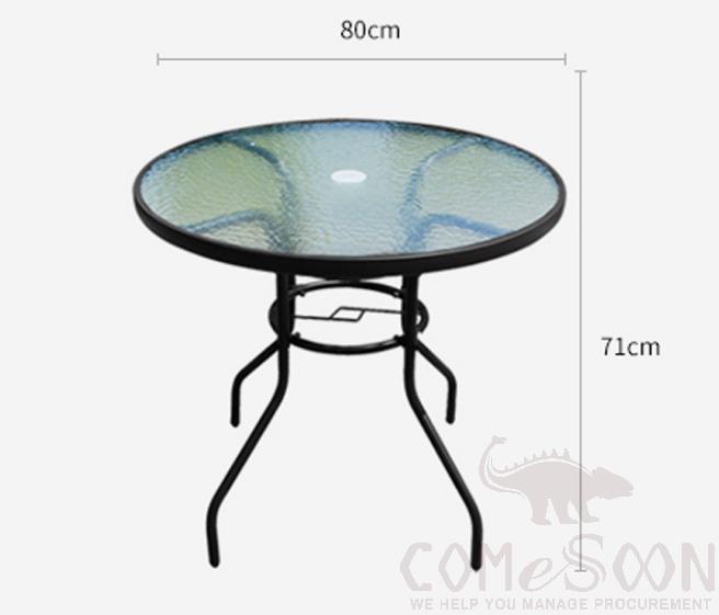 Outdoor table-φ80cm,aluminum alloy + glass,φ80*71cm