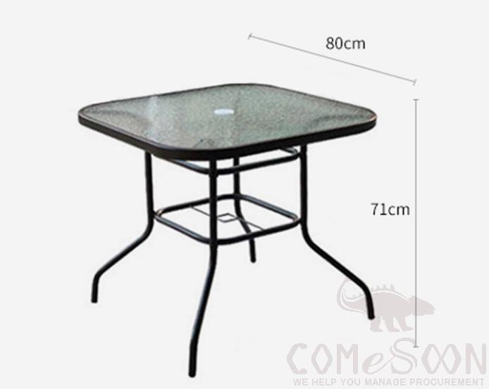 Outdoor table-80*80cm,aluminum alloy + glass,80*80*71cm