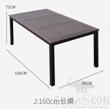 Outdoor table-160*90cm,aluminum alloy + plastic wood,160*90*72cm