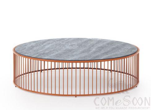 Outdoor coffee tableφ100cm,aluminum alloy + rock board,φ100*32cm