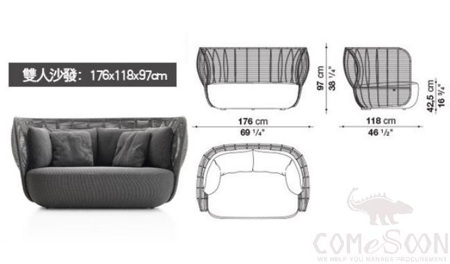 Outdoor sofa chair-176cm,176*118*97cm