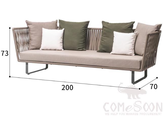 Outdoor rattan sofa-200cm,high resilience sponge,200*70*73cm