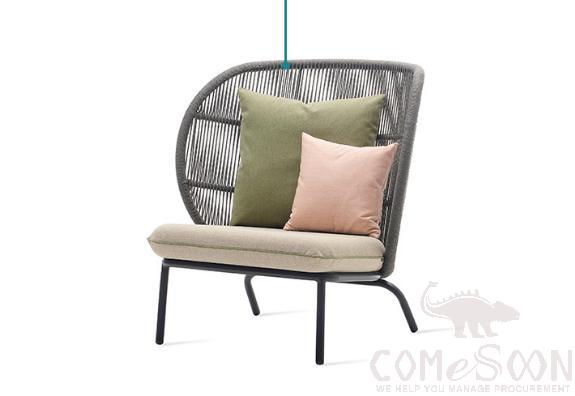 Outdoor rope woven sofa,high resilience sponge,91*100*98cm