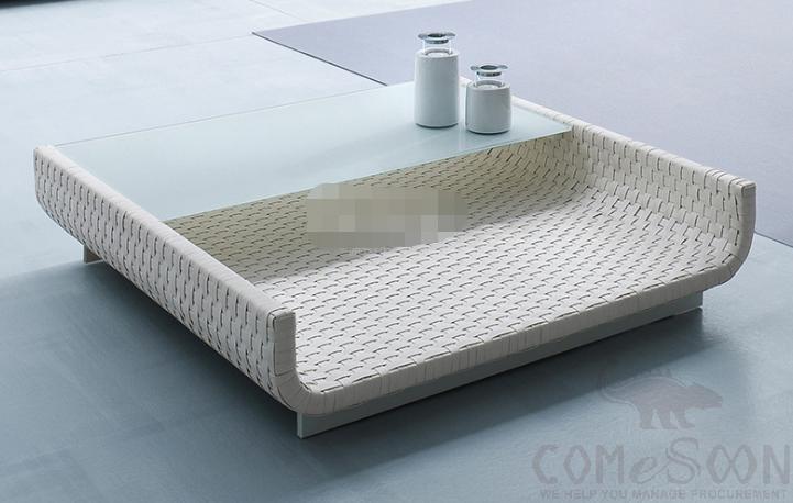 Outdoor rattan coffee table,high density sponge,86*86*19cm