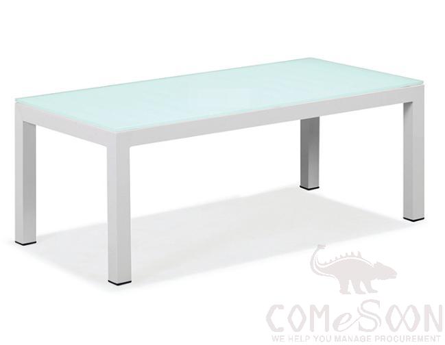 Outdoor glass coffee table,metal frame + glass,120*50*42cm