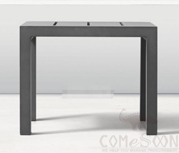 Outdoor plastic wood coffee table,metal frame + plastic wood,50*50*50cm