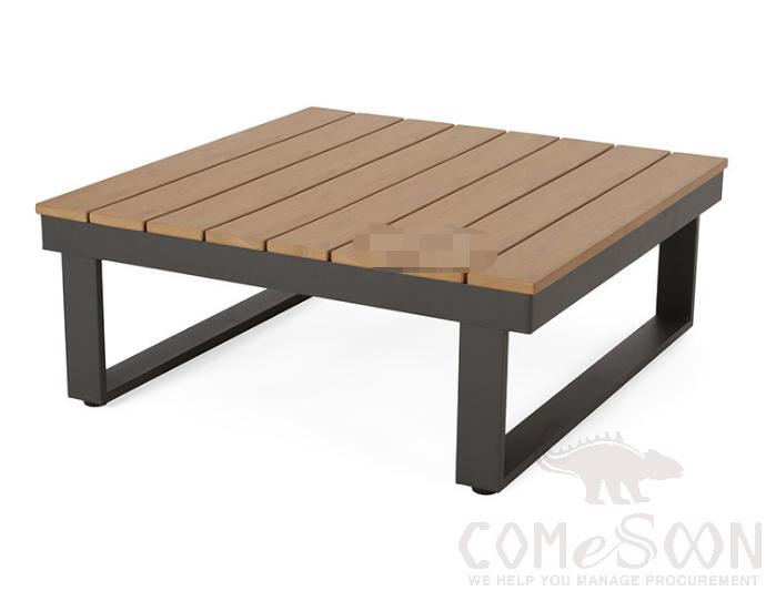 Outdoor aluminum coffee table-80*80cm,metal frame + plastic wood,80*80*40cm