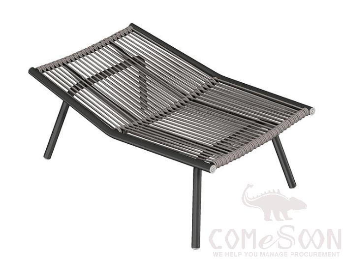 Outdoor rattan footstool, aluminum alloy frame + braided rope,85*45*37cm