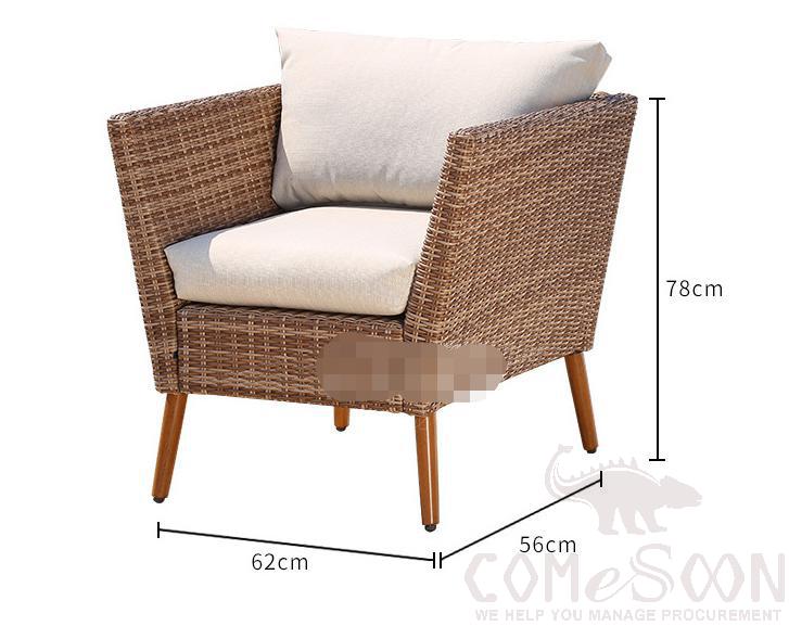 Outdoor rattan sofa,high density sponge + waterproof fabric + doll cotton,62*56*78cm