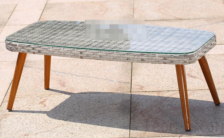 Outdoor glass coffee table-120*50cm, environmentally friendly PE rattan + metal frame + tempered glass,120*50*38cm