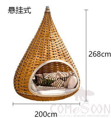 Outdoor rattan bed-200cm,environmentally friendly PE rattan + aluminum alloy frame + waterproof cloth + high-density spongeφ200*228cm