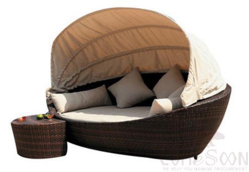Outdoor lying bed-180*145cm,PE rattan + metal frame + waterproof cloth + high density sponge,180*145*140cm