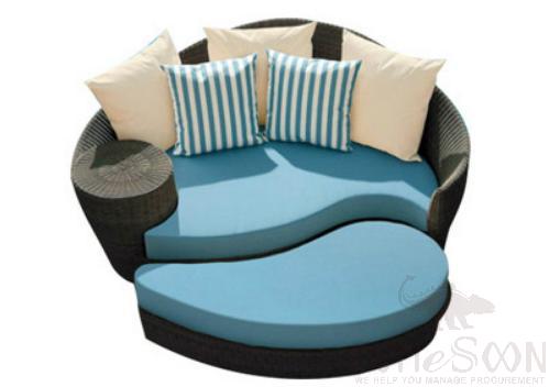 Outdoor lying bed-160cm,PE rattan + metal frame + waterproof cloth + high density sponge,160*70cm