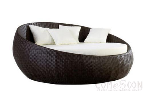 Outdoor lying bed-φ150cm,PE rattan + metal frame + waterproof cloth + high density sponge,φ150cm