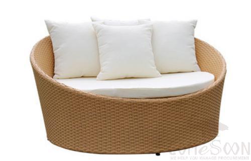 Outdoor lying bed-φ150cm,PE rattan + metal frame + waterproof cloth + high density sponge,φ150cm