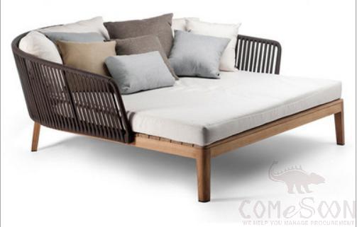 Outdoor lying bed-180cm,PE rattan + metal frame + waterproof cloth + high density sponge,180cm