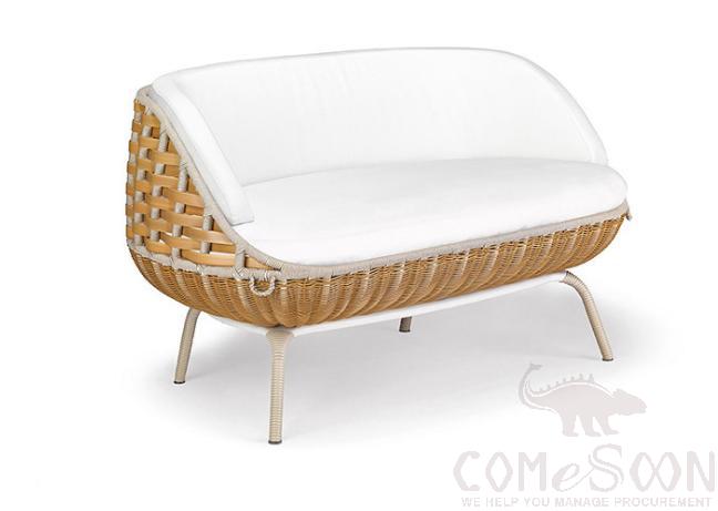 Outdoor rattan sofa,PE rattan + metal frame + waterproof cloth + high density sponge