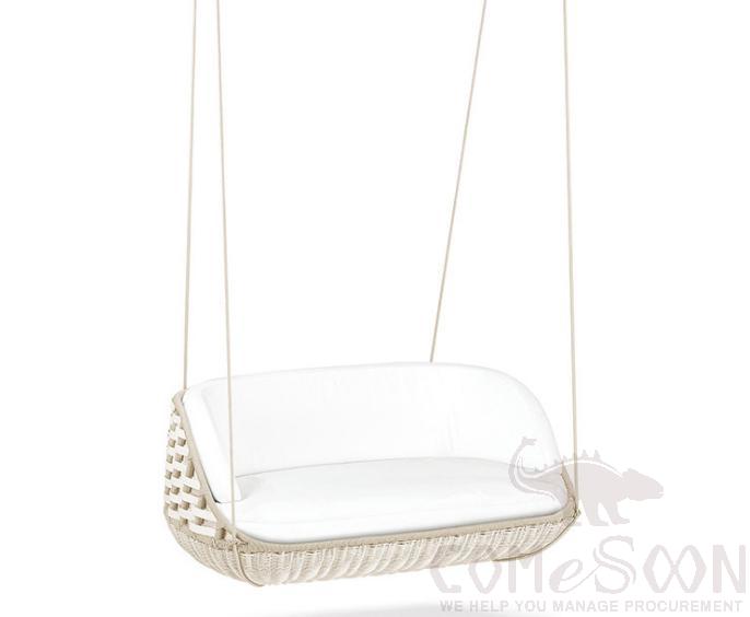 Outdoor rattan hanging chair,PE rattan + metal frame + waterproof cloth + high density sponge