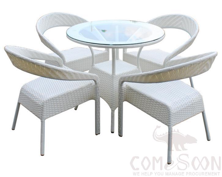Outdoor table and chair,PE rattan + iron frame + glass,60*60*76cm