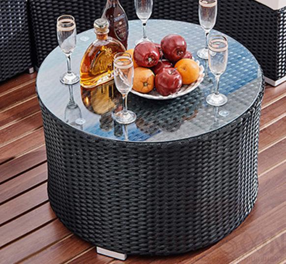 Outdoor rattan coffee table,metal frame + PE rattan,φ70*44cm