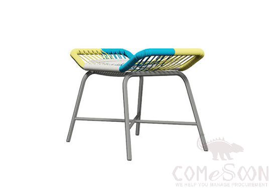 Outdoor wrought iron footstool,outdoor anti-rust iron pipe + PE rattan,68*40*45cm
