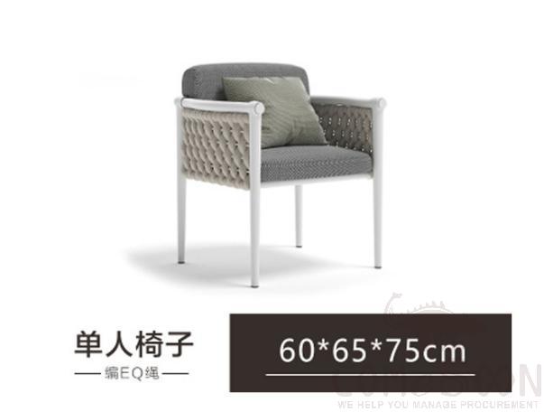 Outdoor braided chair,metal frame + EQ rope + high resilience sponge + waterproof fabric,60*65*75cm