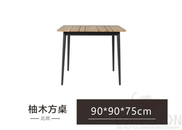 Outdoor teak table-80*80cm,metal frame + teak table top,80*80*72cm