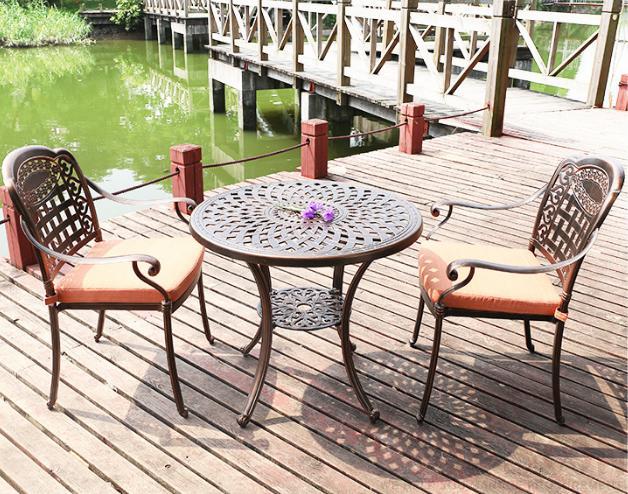 Cast aluminum outdoor tables and chairs-chair*2+table*1
