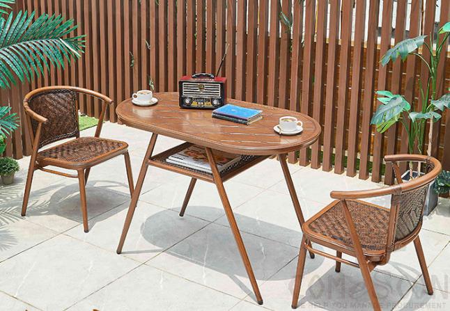 Outdoor plastic wood table and chair-chair*2+table*1