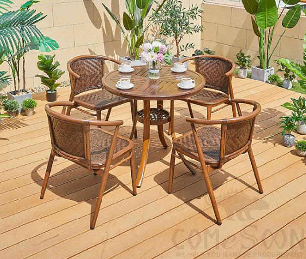 Outdoor plastic wood table and chair-chair*4+table*1