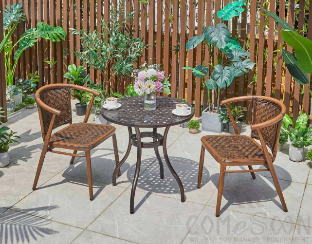 Outdoor plastic wood table and chair-chair*2+table*1
