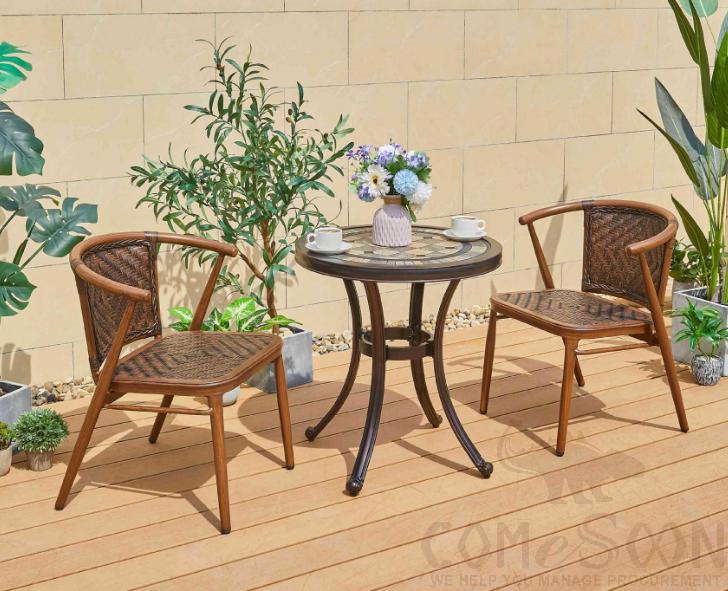 Outdoor plastic wood table and chair-chair*2+table*1