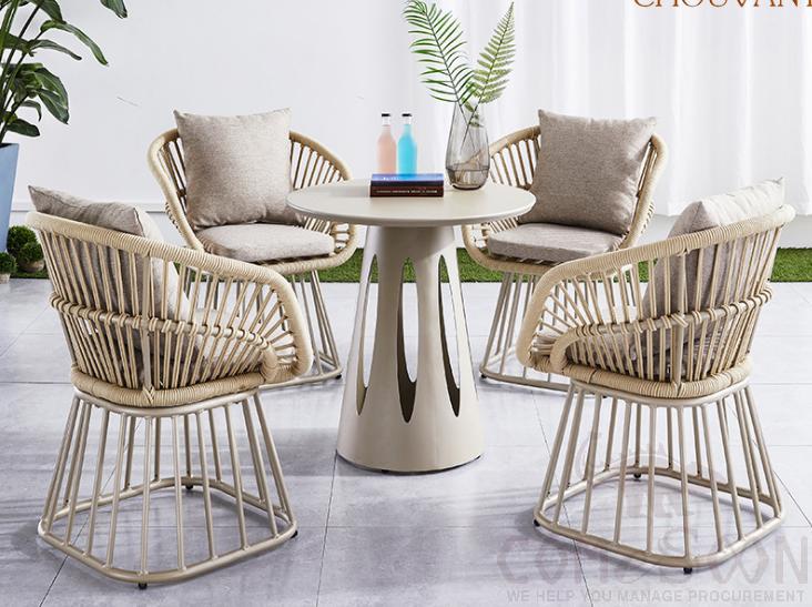 Outdoor plastic wood table and chair-chair*4+table*1
