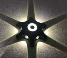 Waterproof Wall Light-1*6W+2W，3000/4000/6000K，D225*50mm