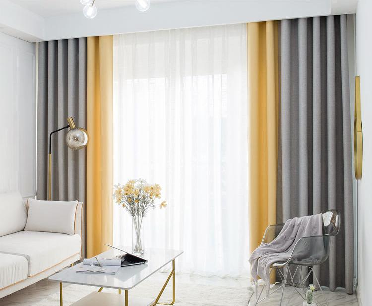 Plaid imitation cotton and linen curtain fabric