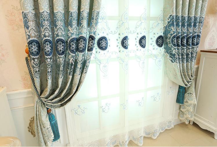 Hollow embroidered window screen