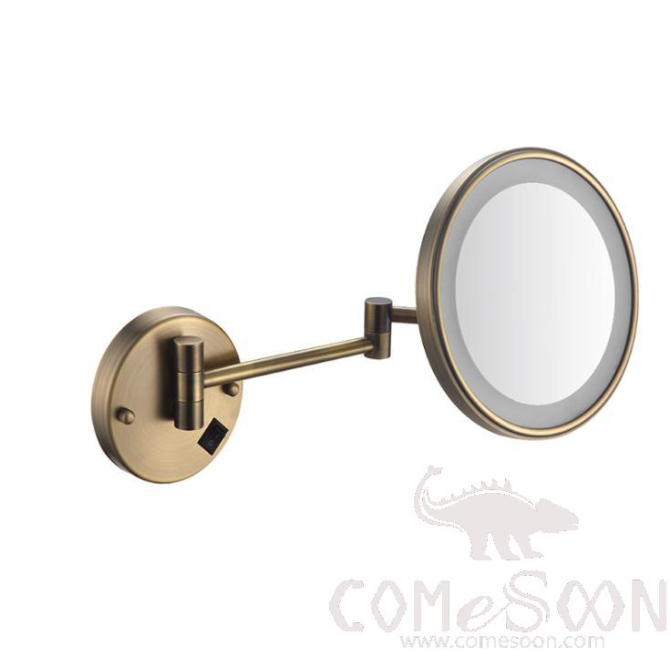 Led Foldable Cosmetic Mirror-Battery Charging / Single-Sided Mirror - Antique - 8 inch (20cm) Single - Copper + SUS304