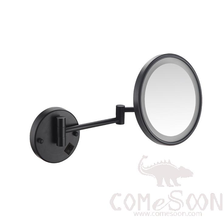 Led Foldable Cosmetic Mirror-Battery Charging / Single-Sided Mirror - Matte black - 8 inch (20cm) Single - Copper + SUS304