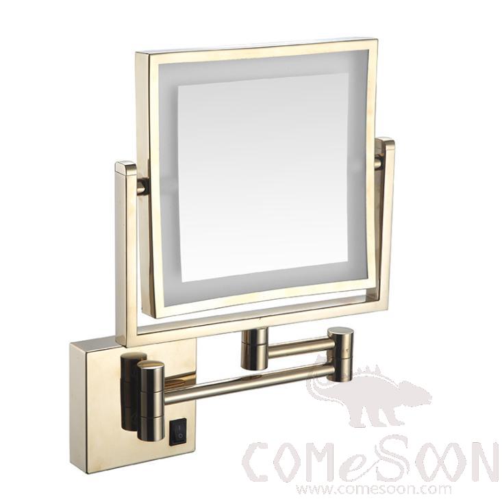 Led Foldable Cosmetic Mirror-Battery Charging / Double-Sided Mirror - Zirconium gold - 8 inch (20cm) Single - Copper + SUS304