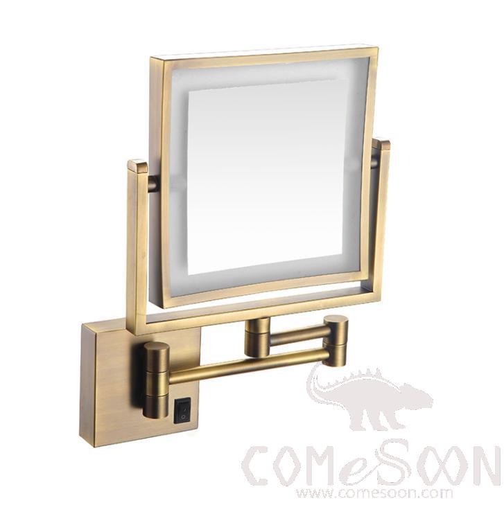 Led Foldable Cosmetic Mirror-Battery Charging / Double-Sided Mirror - Antique - 8 inch (20cm) Single - Copper + SUS304