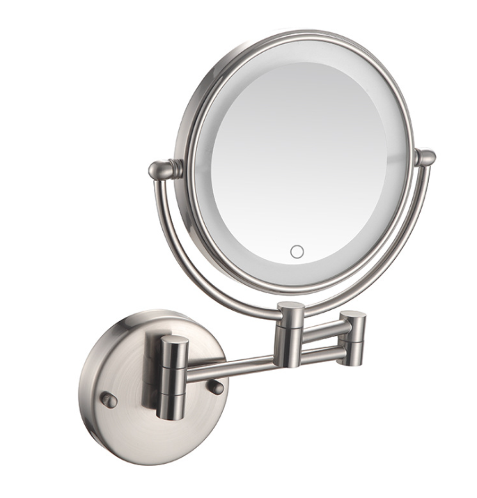 Led Makeup Mirror-Battery Charging / Double-Sided Mirror - Brushed finish - 8 inch (20cm) Single - Copper + SUS304