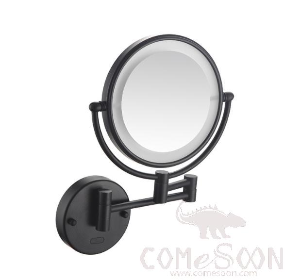 Led Makeup Mirror-Plug / Double-Sided Mirror / Inductive Switch - Matte black - 8 inch (20cm) Single - Copper + SUS304