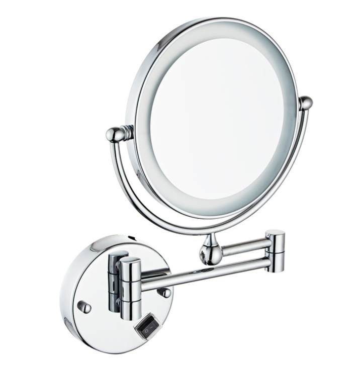 Led Makeup Mirror-Plug / Double-Sided Mirror / Inductive Switch - Silver - 8 inch (20cm) Single - Copper + SUS304